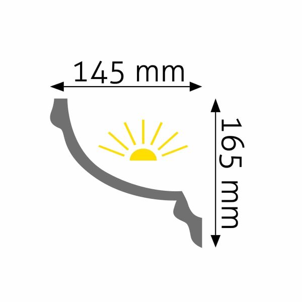 Listwa gzymsowa gładka LGG-14 240cm 16,5cm x 14,5cm Creativa - obrazek 2