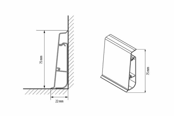 Listwy przypodłogowe Cezar Hi-line PRESTIGE 7,5cm PVC - obrazek 2