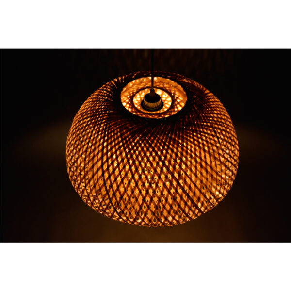 Lampa w stylu Boho ręcznie wykonana z naturalnego drewna bambusowego 30cm E27