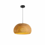 Lampa w stylu Boho ręcznie wykonana z naturalnego drewna bambusowego 30cm E27