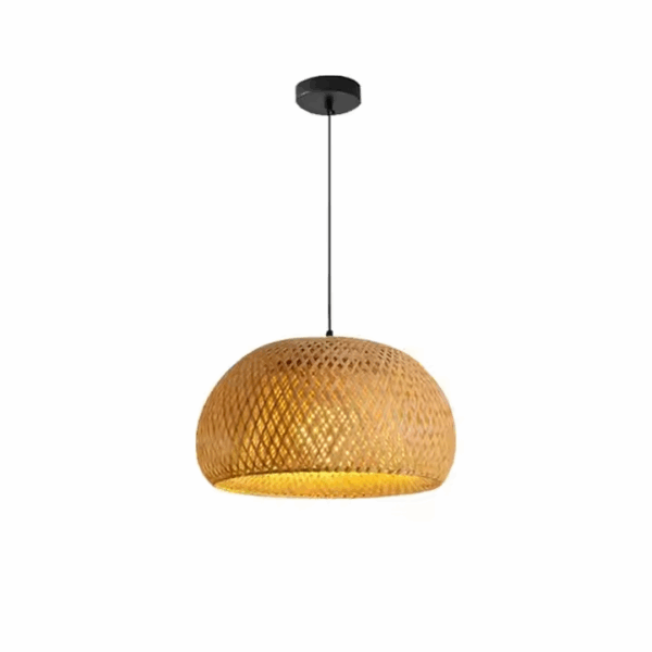 Lampa w stylu Boho ręcznie wykonana z naturalnego drewna bambusowego 30cm E27