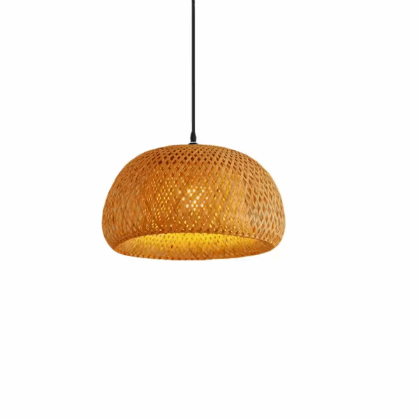 Lampa w stylu Boho ręcznie wykonana z naturalnego drewna bambusowego 30cm E27