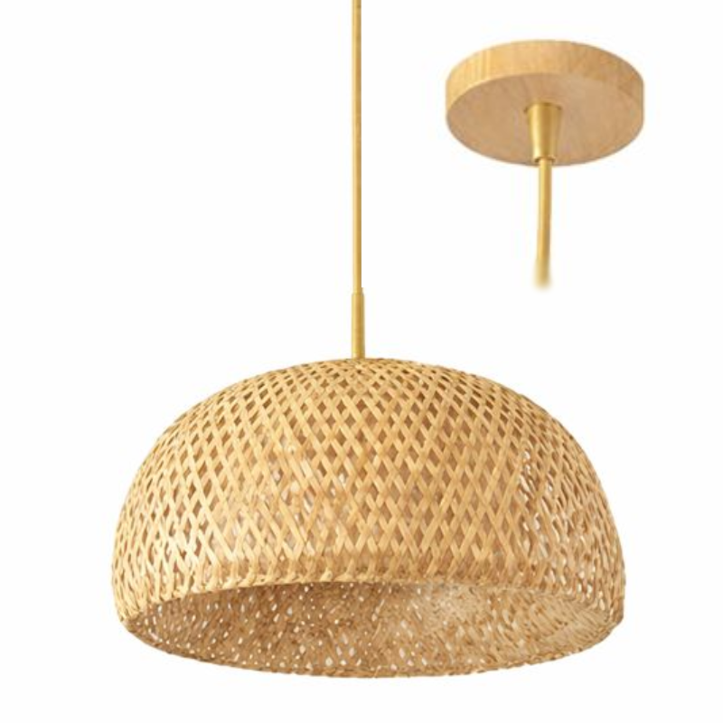 Wisząca lampa bambusowa BOHO Naturalna Wykonana Ręcznie 30cm E27 5207-A - obrazek 5