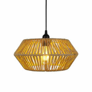 Lampa w stylu Boho ręcznie wykonana z naturalnego sznura jutowego oraz metalowego korpusu 32cm E27