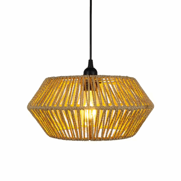 Lampa w stylu Boho ręcznie wykonana z naturalnego sznura jutowego oraz metalowego korpusu 32cm E27
