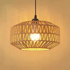 Lampa w stylu Boho ręcznie wykonana z naturalnego sznura jutowego oraz metalowego korpusu 30cm E27