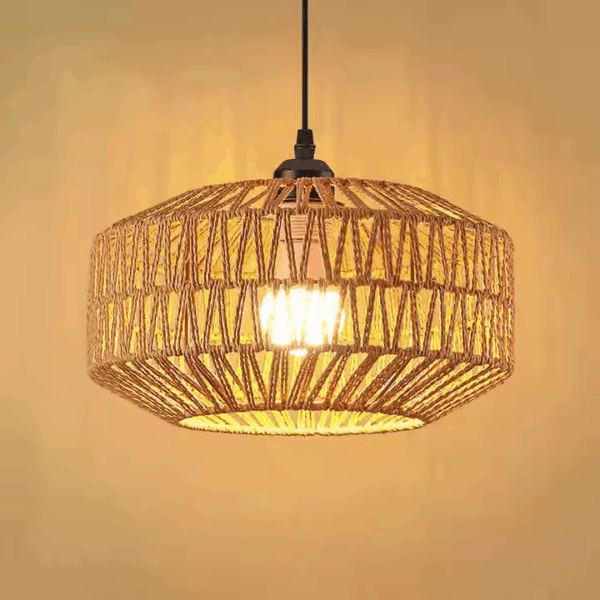 Lampa w stylu Boho ręcznie wykonana z naturalnego sznura jutowego oraz metalowego korpusu 30cm E27