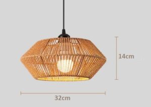 Lampa w stylu Boho ręcznie wykonana z naturalnego sznura jutowego oraz metalowego korpusu 32cm E27