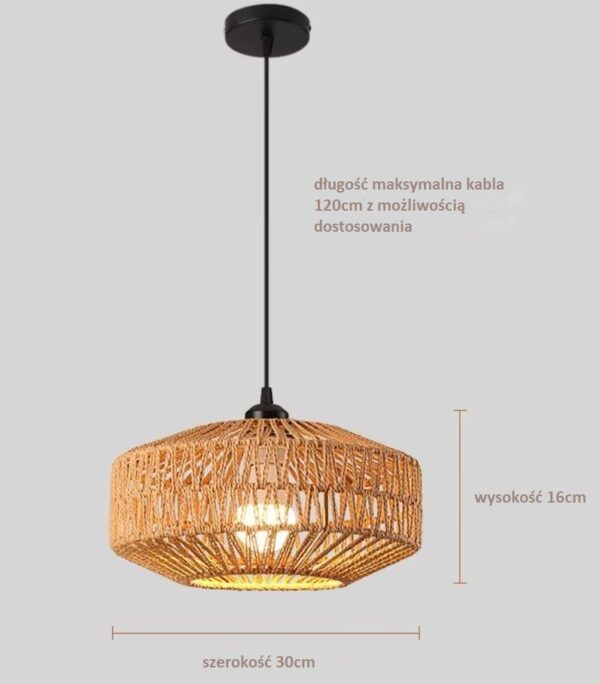 Lampa w stylu Boho ręcznie wykonana z naturalnego sznura jutowego oraz metalowego korpusu 30cm E27