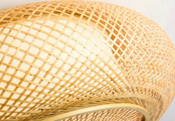 Lampa Plafon Boho sufitowy duży 50cm ręcznie wykonany z drewna bambusowego 2xE27