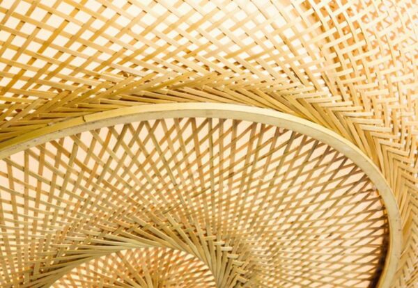 Lampa Plafon Boho sufitowy duży 50cm ręcznie wykonany z drewna bambusowego 2xE27