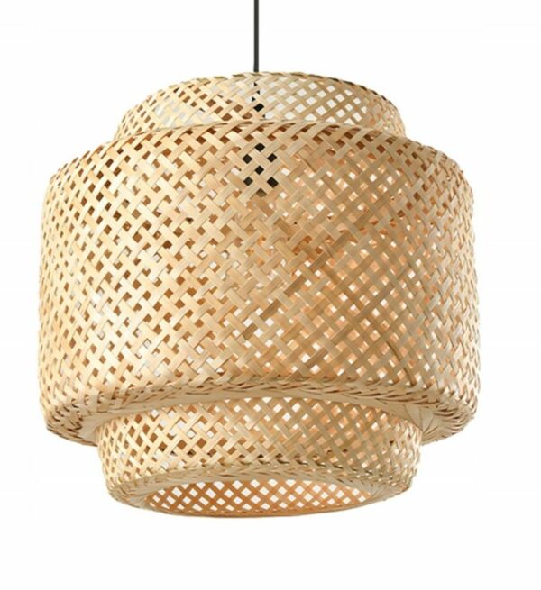 Lampa w stylu Boho ręcznie wykonana z naturalnego drewna bambusowego 40cm E27